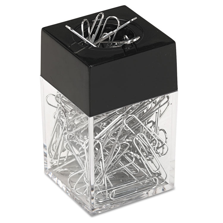 Universal® Paper Clips with (1) Magnetic-Top Desktop Dispenser, #1, Smooth, Silver, 100 Clips/Pack, 12 Packs/Box (UNV72211) Pack of 12