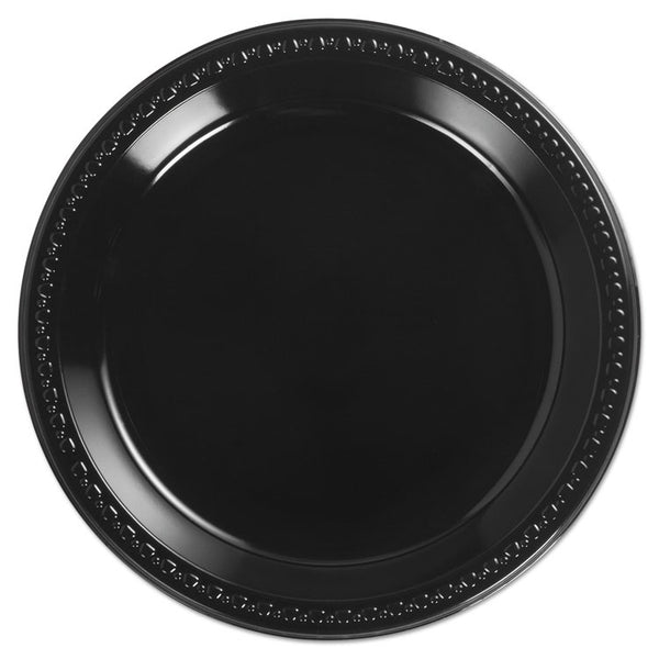 Chinet® Heavyweight Plastic Plates, 10.25" dia, Black, 125/Pack, 4 Packs/Carton (HUH81410)