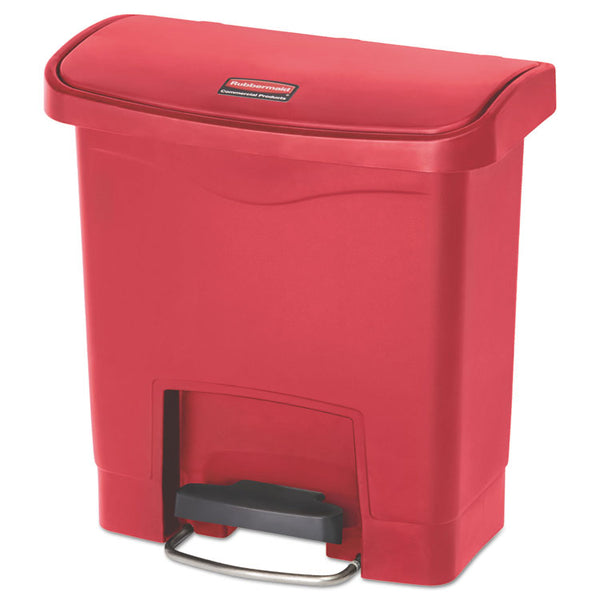 Rubbermaid® Commercial Streamline Resin Step-On Container, Front Step Style, 4 gal, Polyethylene, Red (RCP1883563) Each