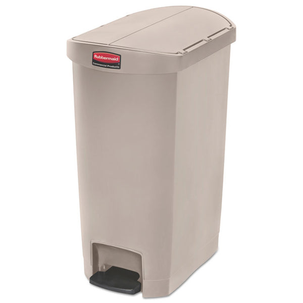 Rubbermaid® Commercial Streamline Resin Step-On Container, End Step Style, 13 gal, Polyethylene, Beige (RCP1883459) Each