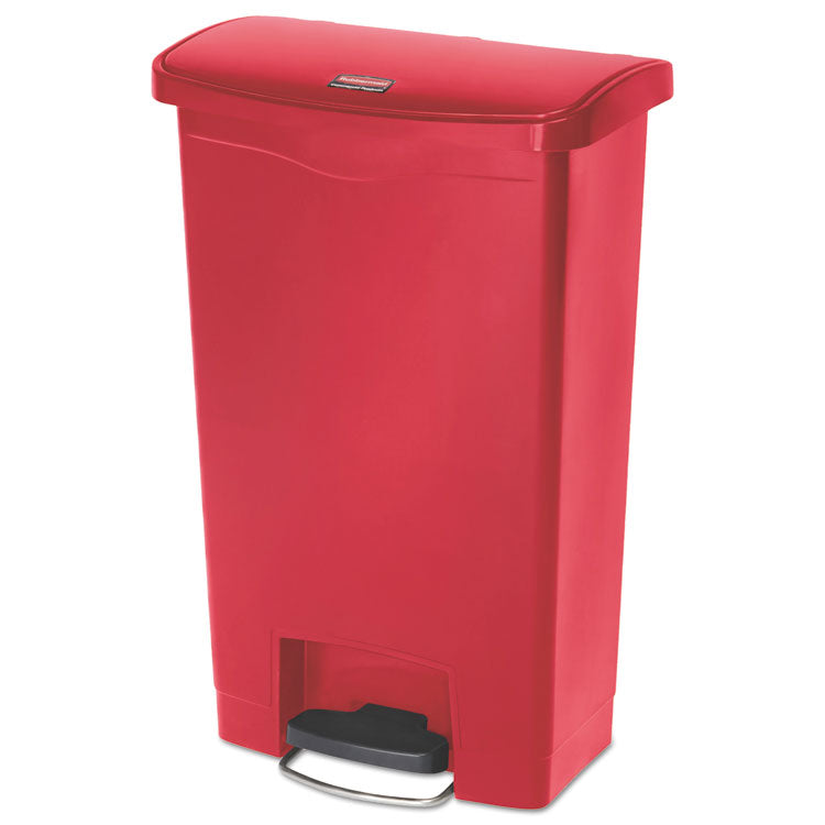 Rubbermaid® Commercial Streamline Resin Step-On Container, Front Step Style, 13 gal, Polyethylene, Red (RCP1883566)
