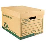 Universal® Recycled Heavy-Duty Record Storage Box, Letter/Legal Files, Kraft/Green, 12/Carton (UNV28224)