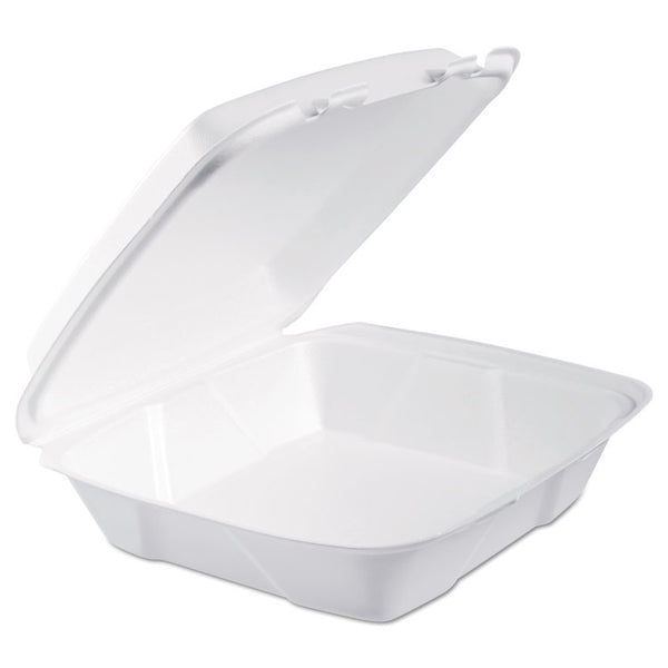 Dart® Foam Hinged Lid Containers, 9 x 9 x 3, White, 200/Carton (DCC90HT1R)