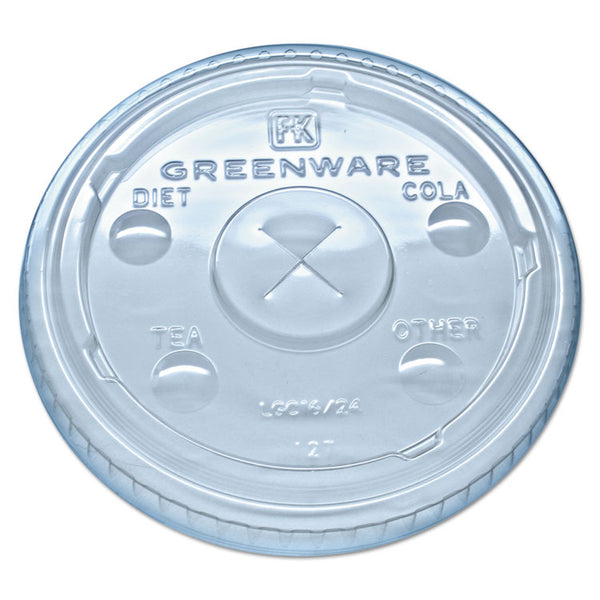 Fabri-Kal® Greenware Cold Drink Lids, Fits 16 oz, 18 oz, 24 oz Cups, X-Slot, Clear, 1,000/Carton (FABLGC1624)