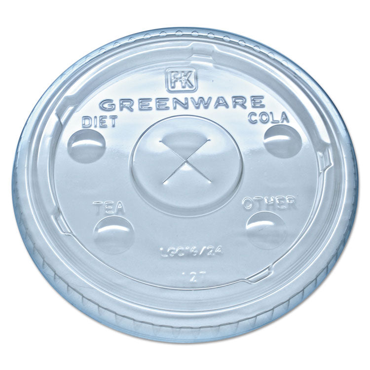 Fabri-Kal® Greenware Cold Drink Lids, Fits 16 oz, 18 oz, 24 oz Cups, X-Slot, Clear, 1,000/Carton (FABLGC1624)