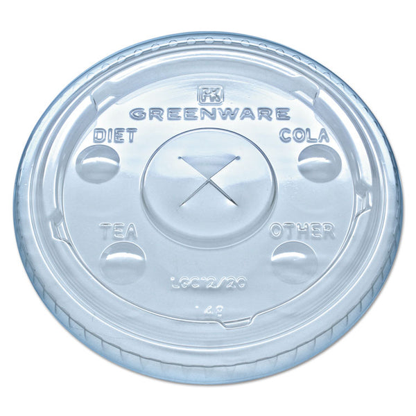 Fabri-Kal® Greenware Cold Drink Lids, Fits 9 oz Old Fashioned Cups, 12 oz Squat Cups, 20 oz Cups Clear, 1,000/Carton (FABLGC1220)