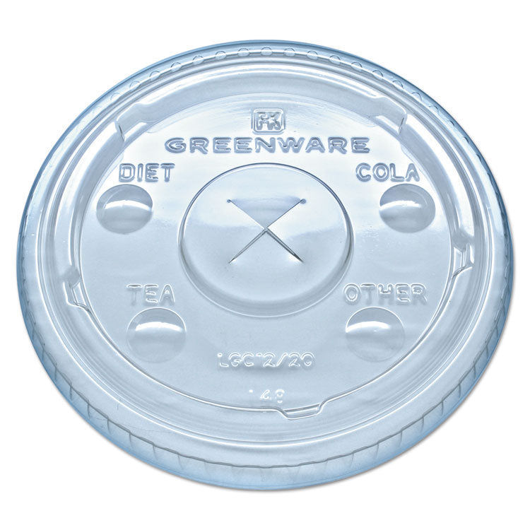 Fabri-Kal® Greenware Cold Drink Lids, Fits 9 oz Old Fashioned Cups, 12 oz Squat Cups, 20 oz Cups Clear, 1,000/Carton (FABLGC1220)