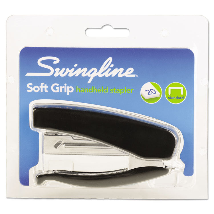 Swingline® Soft Grip Half Strip Hand Stapler, 20-Sheet Capacity, Black (SWI09901)