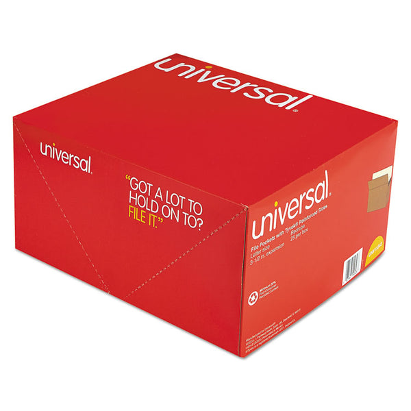 Universal® Redrope Expanding File Pockets, 3.5" Expansion, Letter Size, Redrope, 25/Box (UNV15343)