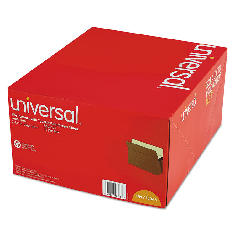 Universal® Redrope Expanding File Pockets, 3.5" Expansion, Letter Size, Redrope, 25/Box (UNV15343) Pack of 25