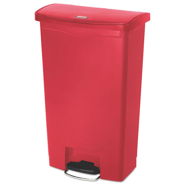 Rubbermaid® Commercial Streamline Resin Step-On Container, Front Step Style, 18 gal, Polyethylene, Red (RCP1883568) Each