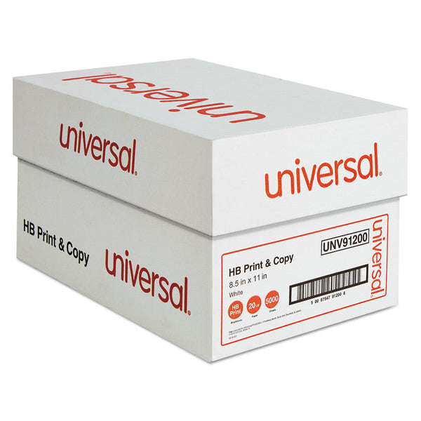 Universal® Multipurpose Paper, 96 Bright, 20 lb Bond Weight, 8.5 x 11, White, 500 Sheets/Ream, 10 Reams/Carton (UNV91200)