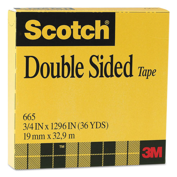Scotch® Double-Sided Tape, 3" Core, 0.75" x 36 yds, Clear (MMM665341296)