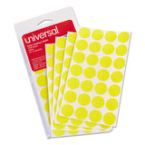 Universal® Self-Adhesive Removable Color-Coding Labels, 0.75" dia, Yellow, 28/Sheet, 36 Sheets/Pack (UNV40114)