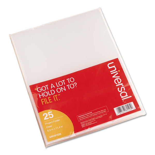 Universal® Project Folders, Letter Size, Clear, 25/Pack (UNV81525)