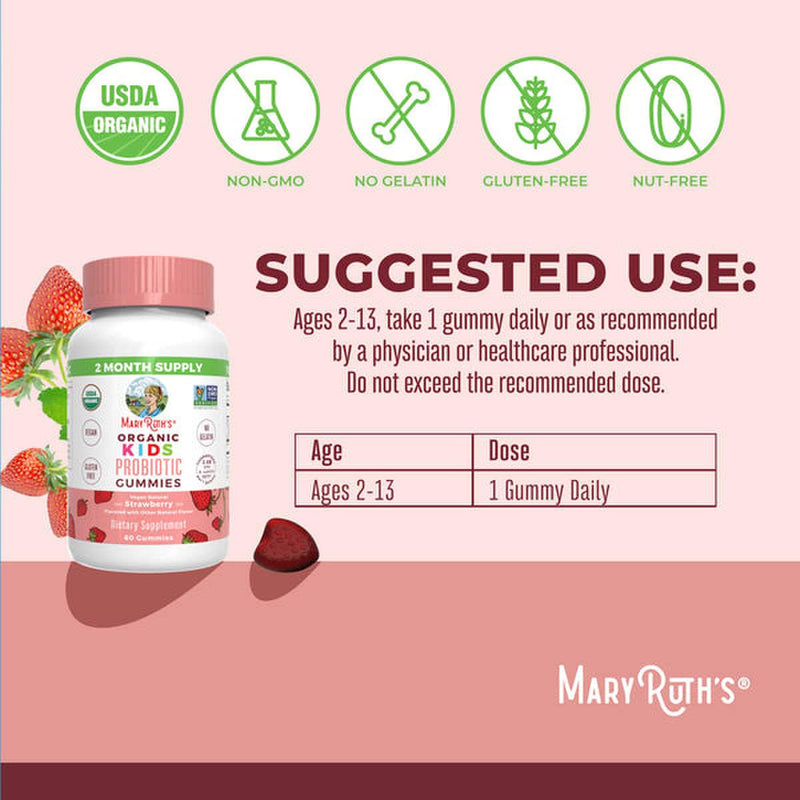 Mary Ruth's® Organic Kids Probiotic Probiotic Dietary Supplement 60 Per Bottle Gummy (1271762_EA) 1/EA