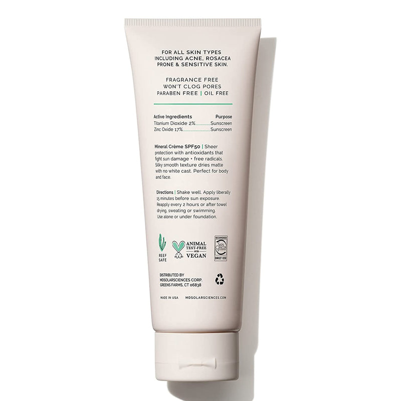 MDSolarsciences™ Mineral Crème Sunscreen SPF 50 Cream 3.4 oz. Tube (1230955_EA) 1/EA