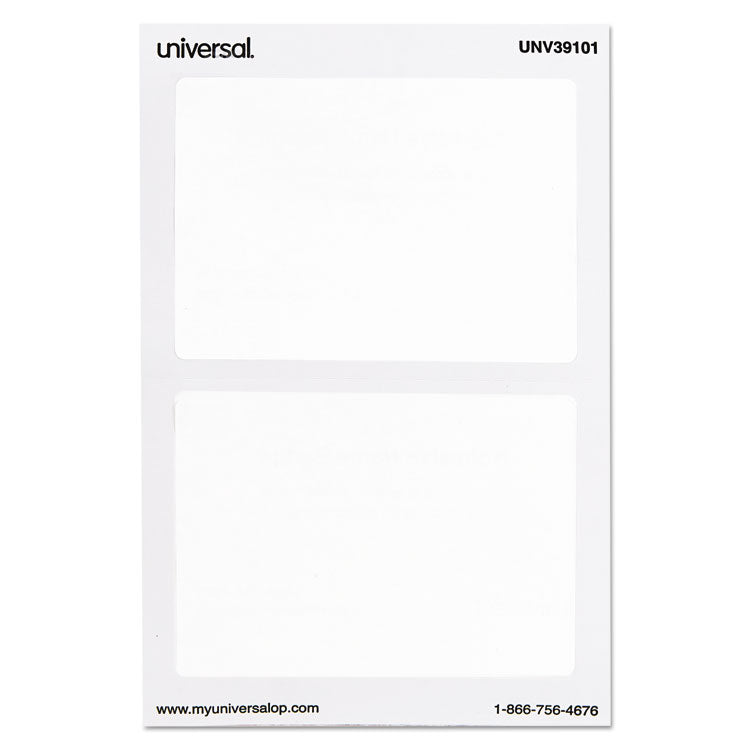 Universal® Plain Self-Adhesive Name Badges, 3 1/2 x 2 1/4, White, 100/Pack (UNV39101) Pack of 100