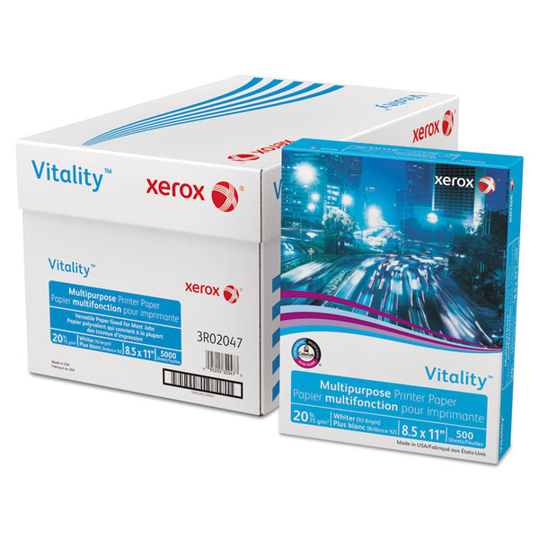 xerox™ Vitality Multipurpose Print Paper, 92 Bright, 20 lb Bond Weight, 8.5 x 11, White, 500/Ream (XER3R02047RM)