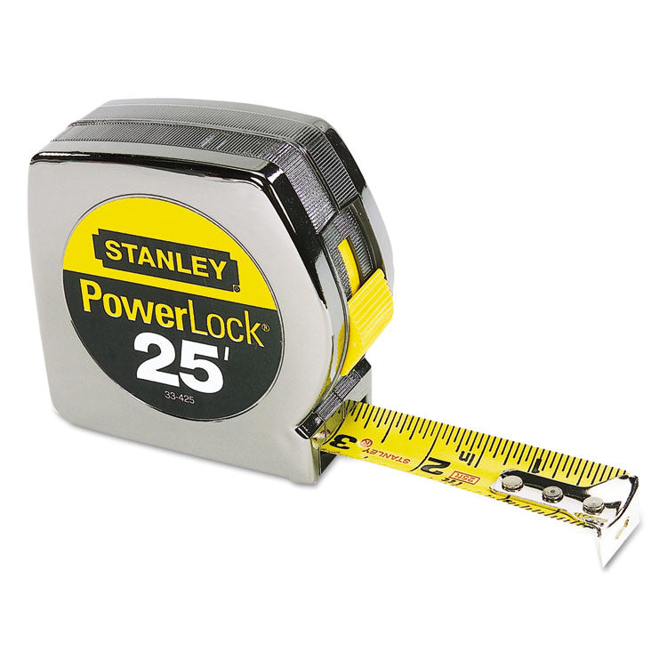 Stanley® Powerlock II Power Return Rule, 1" x 25 ft, Chrome/Yellow (BOS33425) Each