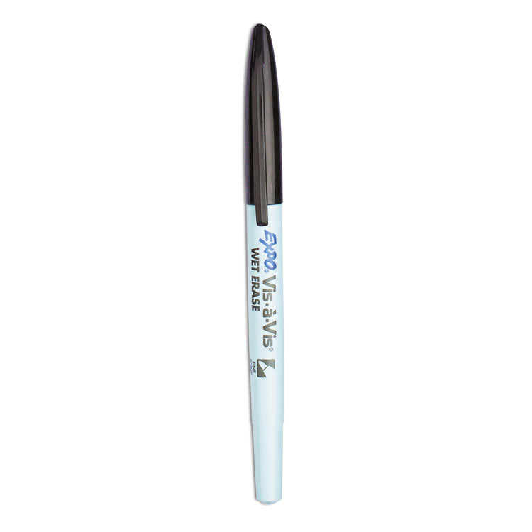 EXPO® Vis-a-Vis Wet Erase Marker, Fine Bullet Tip, Black, Dozen (SAN16001) 1 Dozen