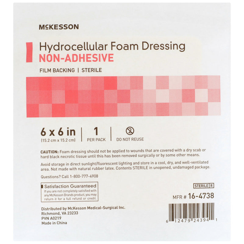 McKesson Foam Dressing 6 X 6 Inch Without Border Film Backing Nonadhesive Square Sterile (1138303_EA) 1/EA