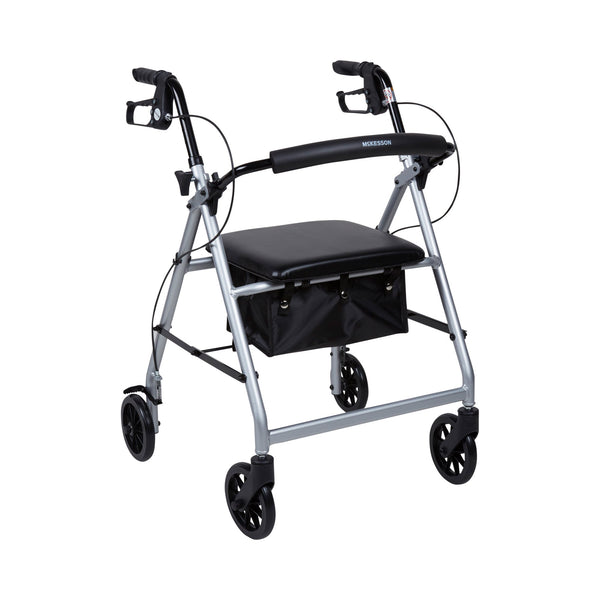 McKesson 4 Wheel Rollator Silver Adjustable Height / Folding Aluminum Frame (1065267_EA) 1/EA