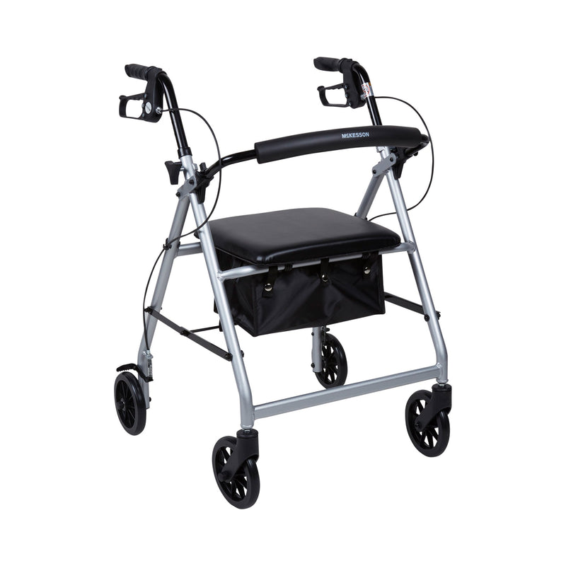 McKesson 4 Wheel Rollator Silver Adjustable Height / Folding Aluminum Frame (1065267_EA) 1/EA