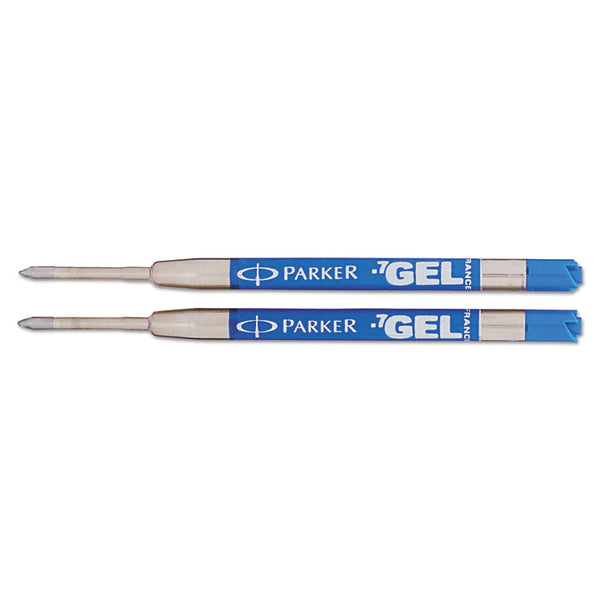 Parker® Refill for Parker Retractable Gel Ink Roller Ball Pens, Medium Conical Tip, Blue Ink, 2/Pack (PAR1950364)