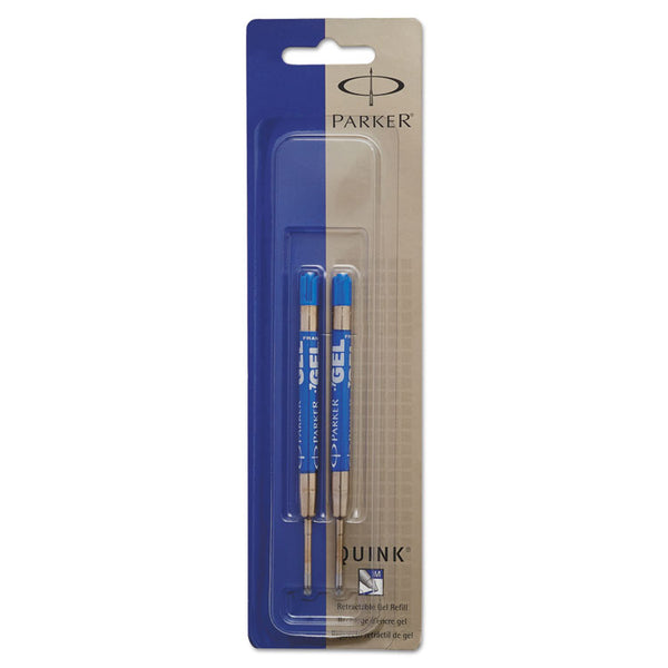 Parker® Refill for Parker Retractable Gel Ink Roller Ball Pens, Medium Conical Tip, Blue Ink, 2/Pack (PAR1950364)