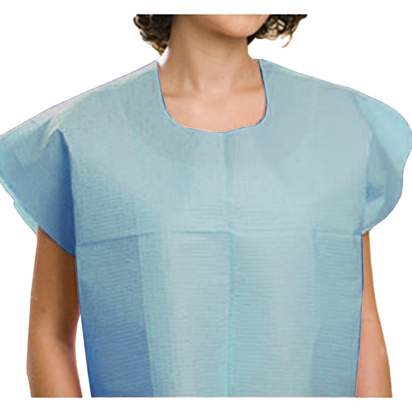 Graham Medical Products Exam Cape Blue One Size Fits Most Front / Back Opening Without Closure Unisex Disposable (162227_CS) 100/CS