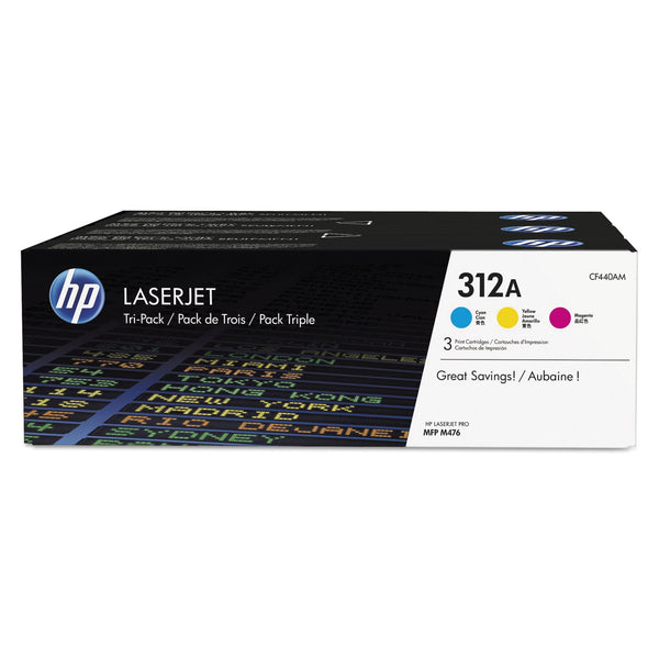 HP HP 312A (CF440A-M) 3-Pack Cyan/Magenta/Yellow Original LaserJet Toner Cartridges (HEWCF440AM)