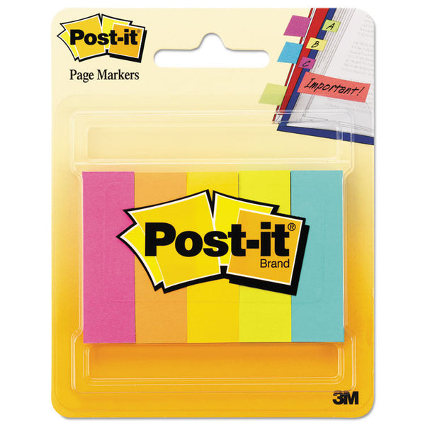 Post-it® Page Flag Markers, Assorted Brights, 100 Flags/Pad, 5 Pads/Pack (MMM6705AN) Pack of 5