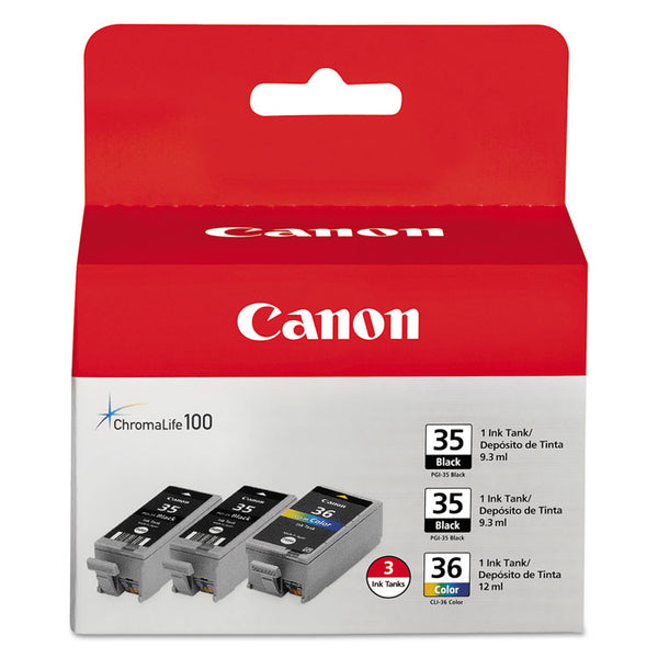 Canon® 1509B007 (CLI-36) Ink, Black/Tri-Color, 3/Pack (CNM1509B007)