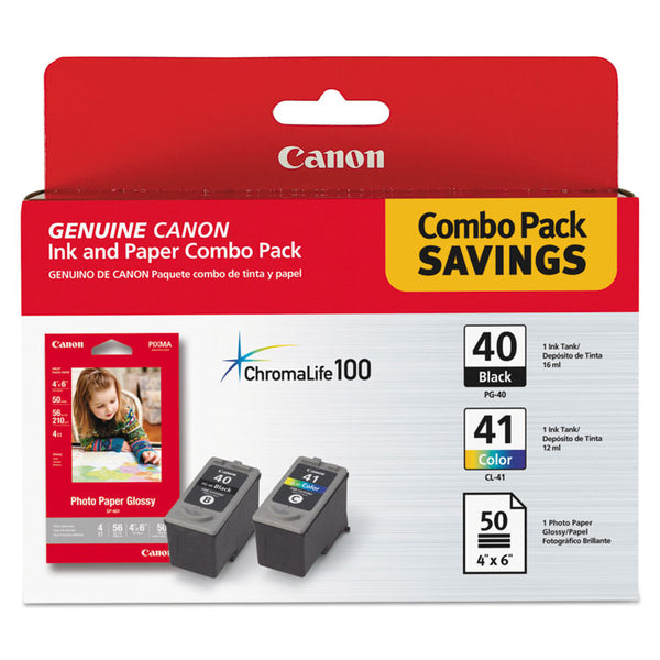 Canon® 0615B009 (PG-40/CL-41) ChromaLife100+ Ink/Paper Combo, Black/Tri-Color (CNM0615B009)