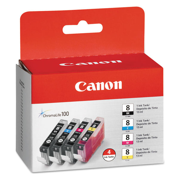 Canon® 0620B010 (CLI-8) Ink, Black/Cyan/Magenta/Yellow, 4/Pack (CNM0620B010)