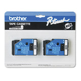 Brother P-Touch® TC Tape Cartridges for P-Touch Labelers, 0.35" x 25.2 ft, White on Black, 2/Pack (BRTTC34Z) Pack of 2