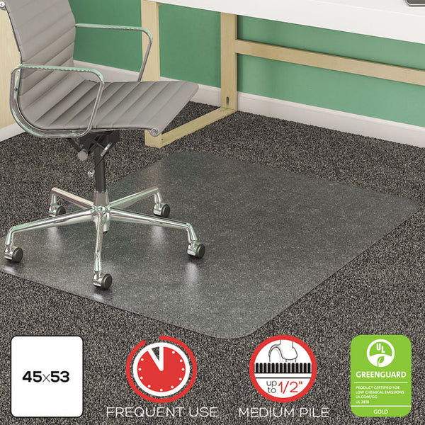 deflecto® SuperMat Frequent Use Chair Mat, Med Pile Carpet, 45 x 53, Beveled Rectangle, Clear (DEFCM14243)