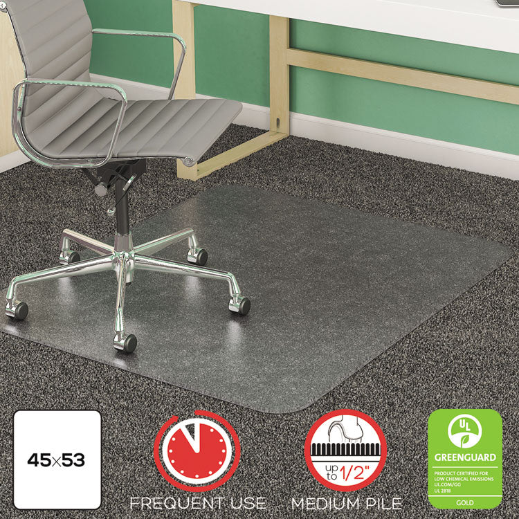 deflecto® SuperMat Frequent Use Chair Mat, Med Pile Carpet, 45 x 53, Beveled Rectangle, Clear (DEFCM14243) Each