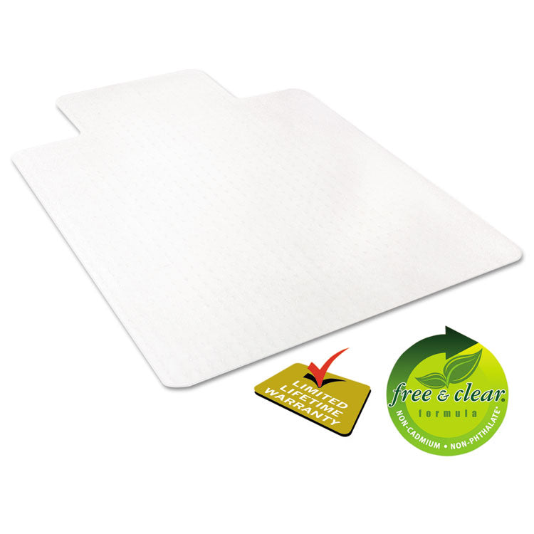 deflecto® EconoMat Occasional Use Chair Mat for Low Pile Carpet, 45 x 53, Wide Lipped, Clear (DEFCM11232)