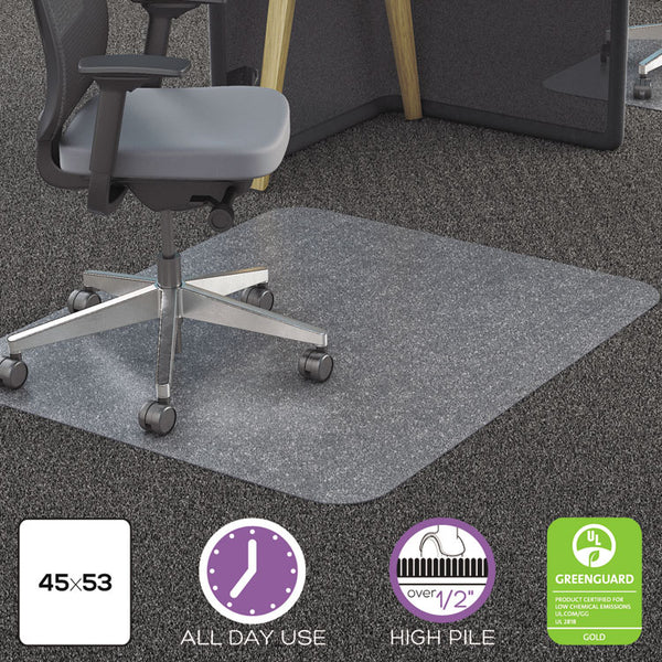 deflecto® All Day Use Chair Mat - All Carpet Types, 45 x 53, Rectangle, Clear (DEFCM11242PC)