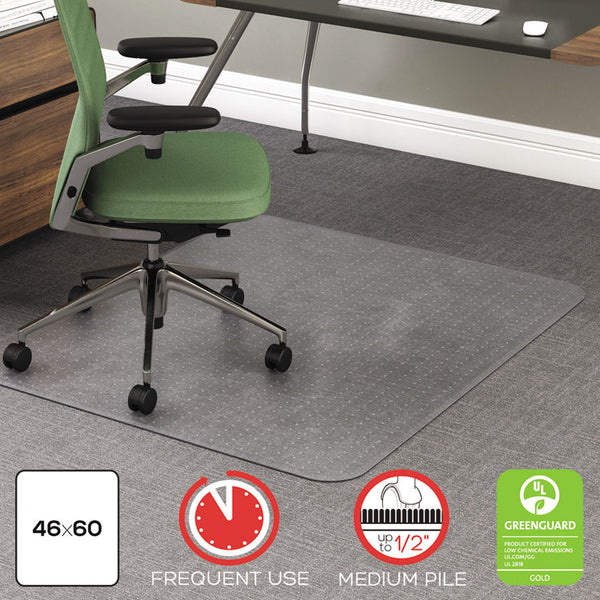 deflecto® RollaMat Frequent Use Chair Mat, Medium Pile Carpet, Flat, 46 x 60, Rectangle, Clear (DEFCM15443F)