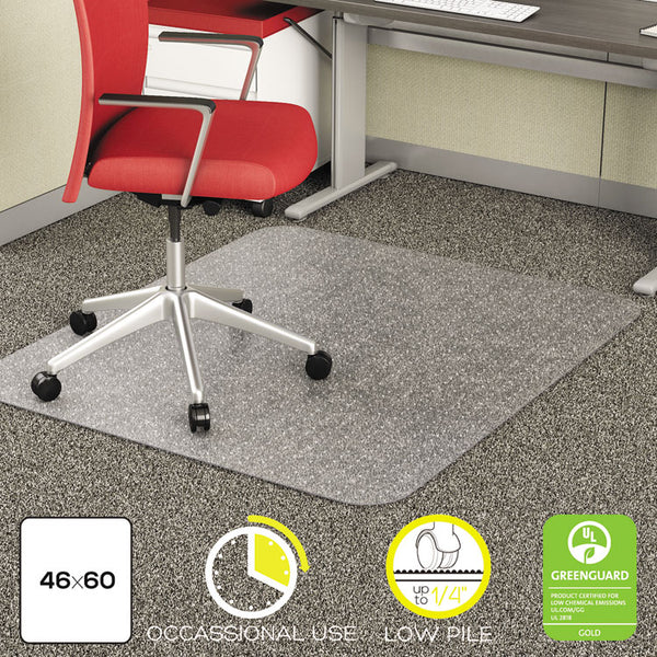 deflecto® EconoMat Occasional Use Chair Mat, Low Pile Carpet, Flat, 46 x 60, Rectangle, Clear (DEFCM11442F)