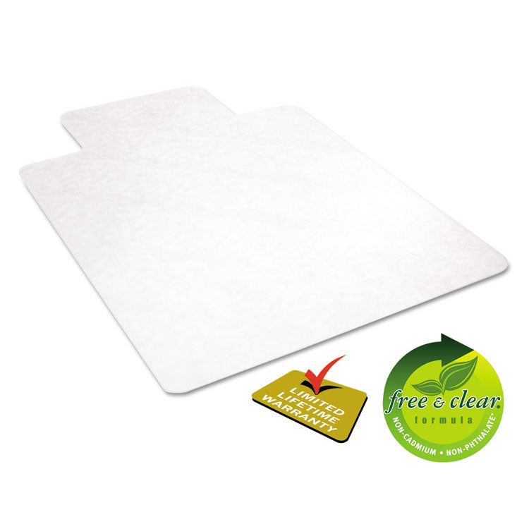 deflecto® EconoMat All Day Use Chair Mat for Hard Floors, Flat Packed, 45 x 53, Wide Lipped, Clear (DEFCM21232) Each