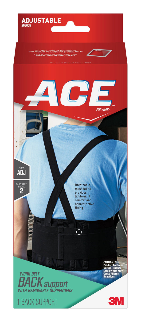 Ace™ Occupational Back Support One Size Fits Most Hook and Loop Closure Up to 48 Inch Waist Circumference 9 Inch Height Adult (1084240_BX) 12/BX