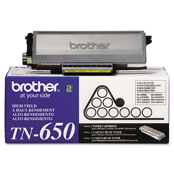 Brother TN650 High-Yield Toner, 8,000 Page-Yield, Black (BRTTN650)