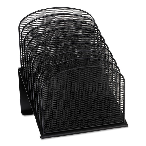 Safco® Onyx Mesh Desk Organizer with Tiered Sections, 8 Sections, Letter to Legal Size Files, 11.75" x 10.75" x 14", Black (SAF3258BL) Each