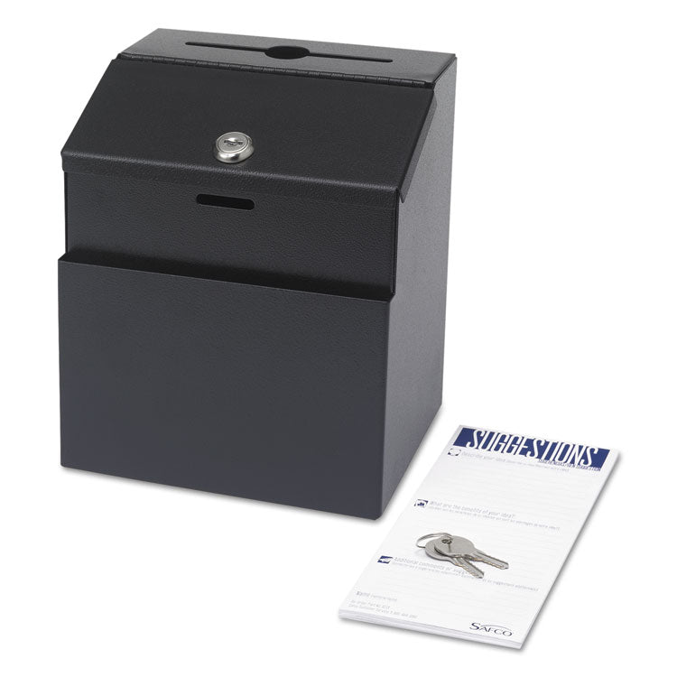 Safco® Steel Suggestion/Key Drop Box with Locking Top, 7 x 6 x 8.5, Black Powder Coat Finish (SAF4232BL) Each