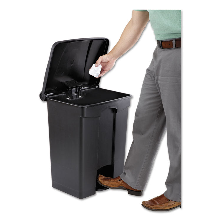 Safco® Large Capacity Plastic Step-On Receptacle, 17 gal, Plastic, Black (SAF9922BL) Each