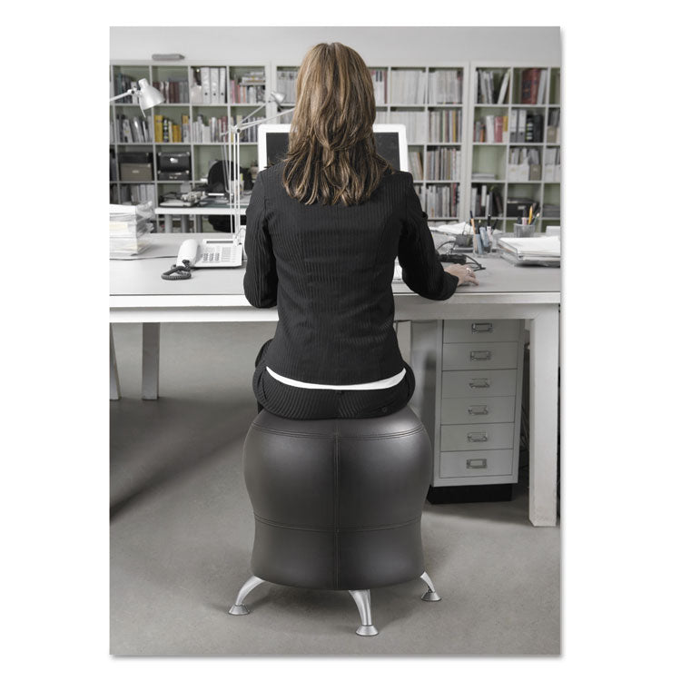 Safco® Zenergy Ball Chair, Backless, Supports Up to 250 lb, Black Vinyl Seat, Silver Base (SAF4751BV)